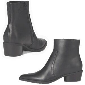 Dolce Vita Fahari H2O Boots Black Leather Ankle Block Heel Booties Women Size 7